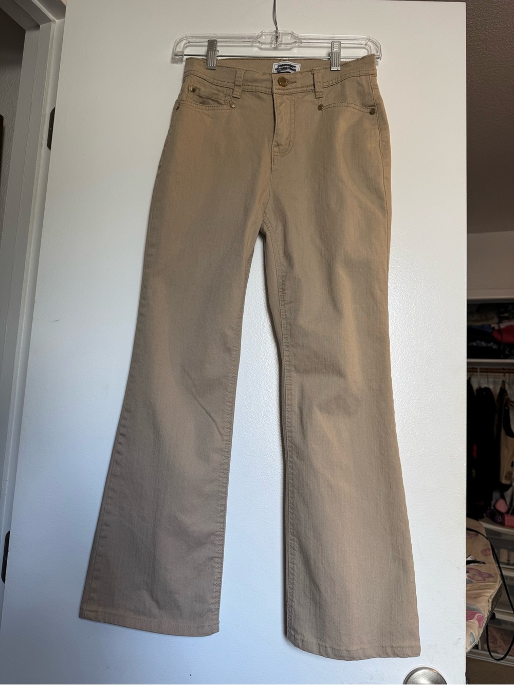 Charter Club Petite 2P Tan Flare Jeans khaki